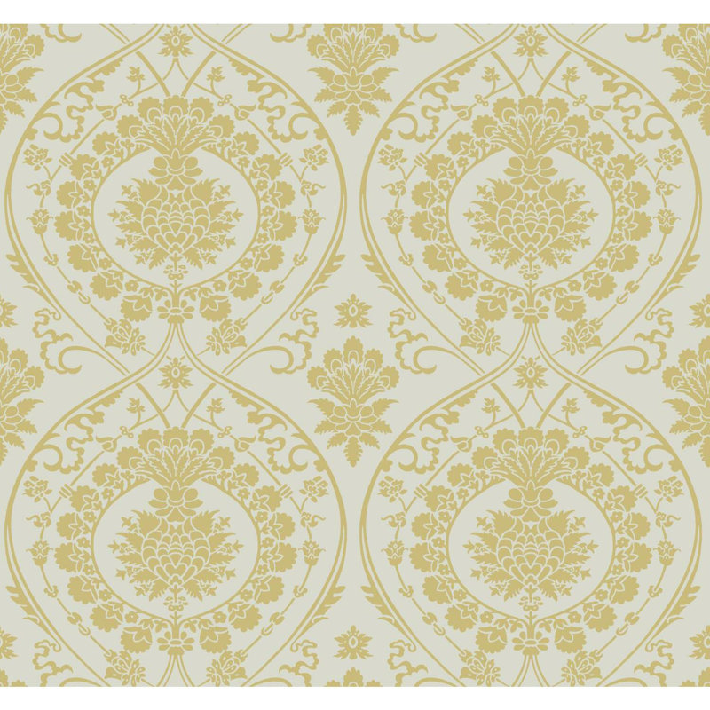 Rouleau de papier peint L 27 pi x l 27 po, Blanc cassé / doré