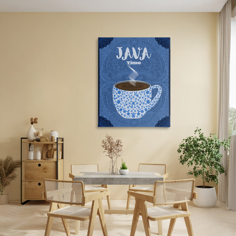 Java Time Blue Coffee Mug Canvas, design by Lori Mosley, 40" H x 30" W