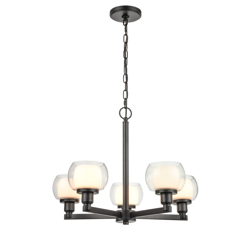 Manuja 5 - Light Dimmable Wagon Wheel Chandelier, No Bulb Included, Polished Chrome