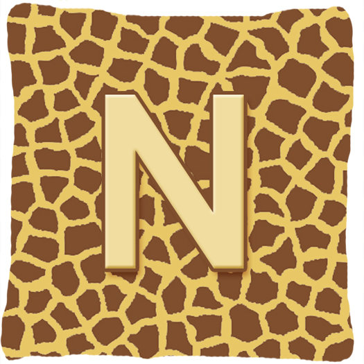 Coussin décoratif intérieur/extérieur initial monogramme giraffe, N