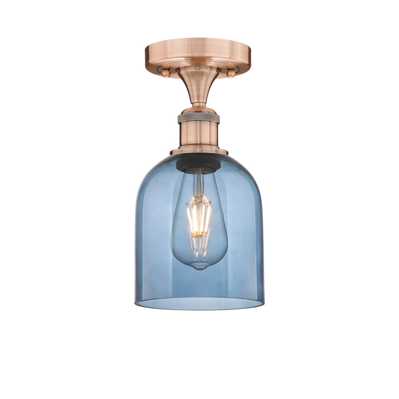 Edison - Allysson - 1 Light 6" Semi-Flush Mount - Seedy Shade, Princess Blue, Antique Copper