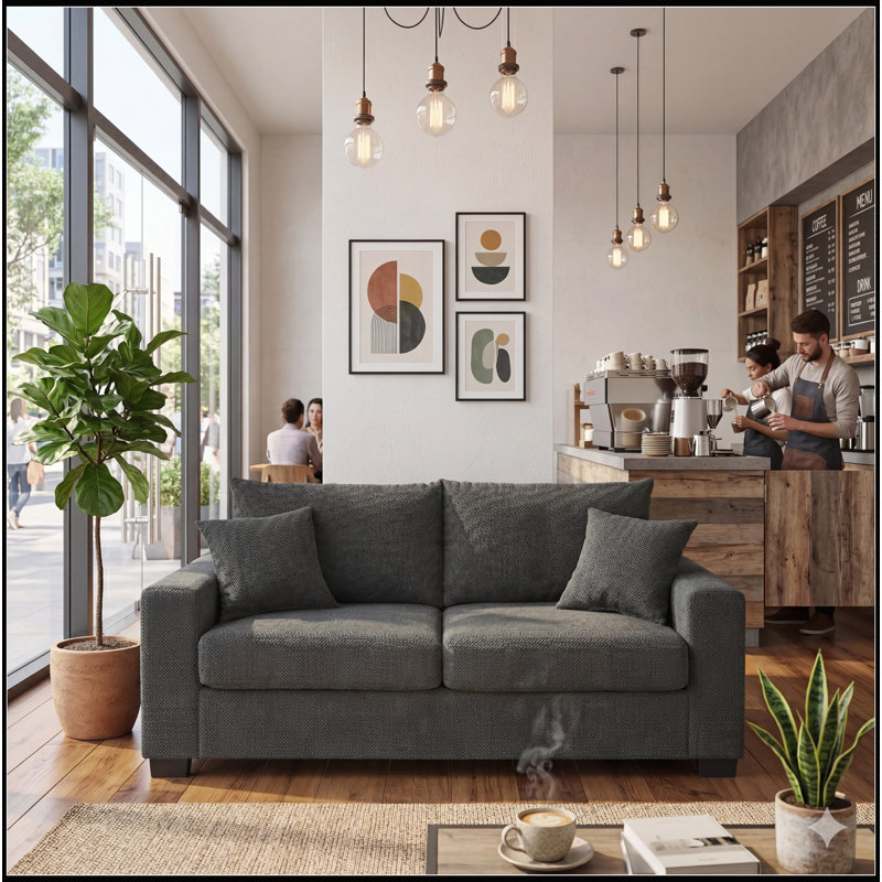 Canapé compact à deux places de 69 pouces avec coussins décoratifs pour les petits espaces et le confort moderne