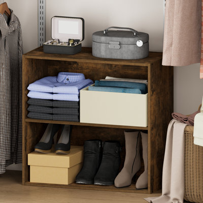 Rangement pour garde-robe Tizian, rangement pour garde-robe à 2 niveaux, rangement pour garde-robe avec tablettes ouvertes, pour garde-robe, salle d'étude, couloir, pin ambre