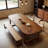 Retro Solid Wood Brown Dining Table