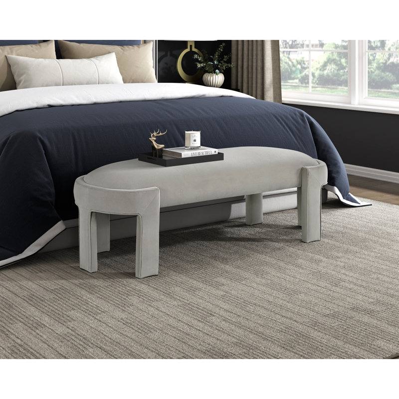 Soft - Touch Taupe Velvet Bench, Plywood Frame, 54" Overall Size, 300Lb Capacity For Living Room Accent Elegant And Comfortable 54"X20"X19"H, Decor