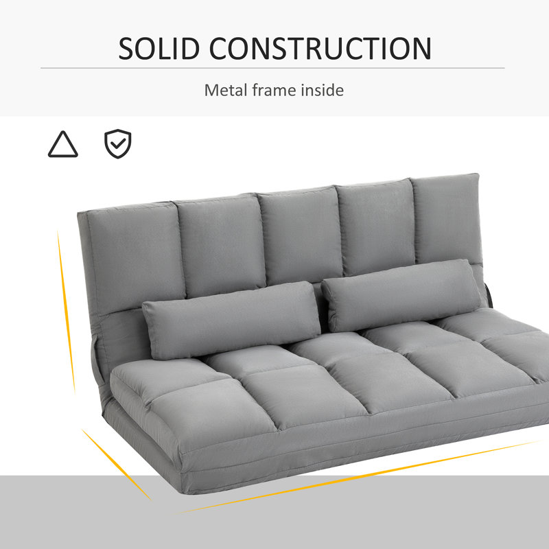 Canapé convertible, canapé-lit pliant, chaise longue d'invité, Polyester gris clair, H 23,5 po x l 51,3 po x P 28,8 po