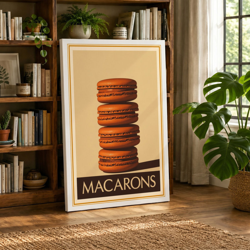 Stacked Macarons Art Deco - Wrapped Canvas, 30x20 - 76.2 x 50.8 cm, Cream Border