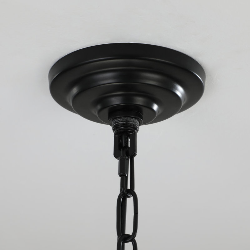 Lustre suspendu géométrique noir moderne 18 lumières 18 ", cadre en métal industriel, lumière suspendue réglable