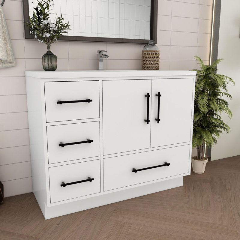 Victoria 41.9'' Single Bathroom Vanity with Acrylic Top, Gloss White