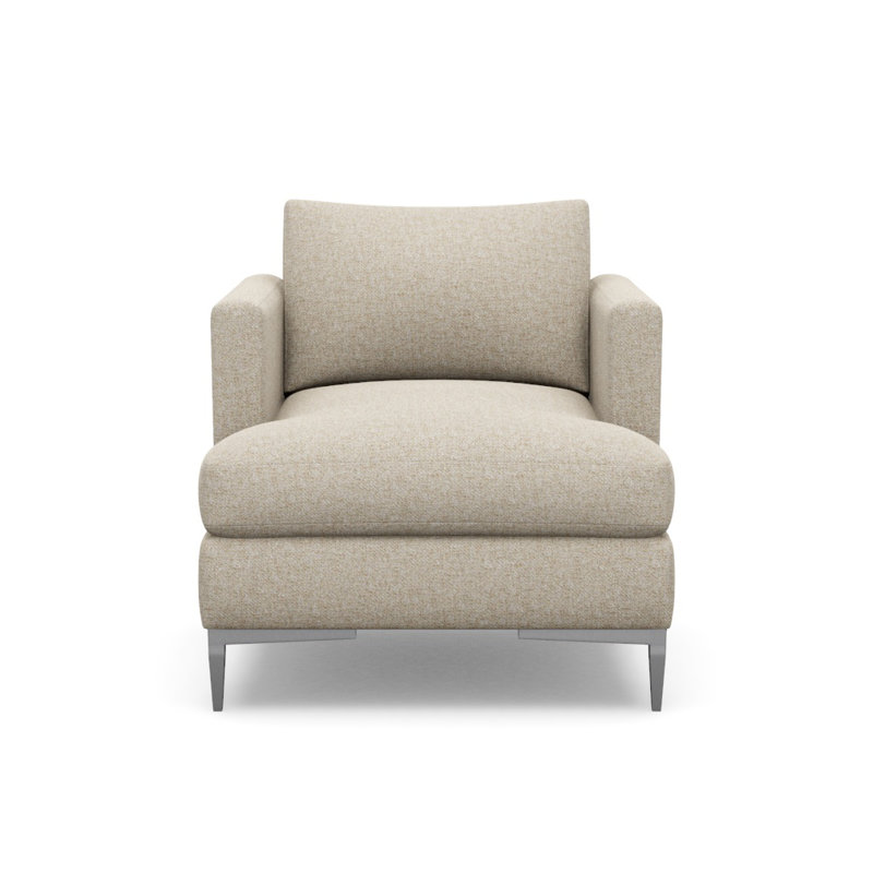 Aiden Accent Chair, Cottontail Natural , Polished Stainless