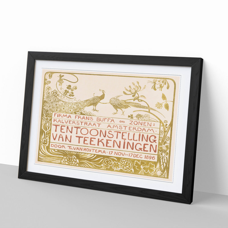 Peacock and a Pheasant by Theo Van Hoytema - Framed Print, 27cm H x 36cm W x 2cm D, Black Framed