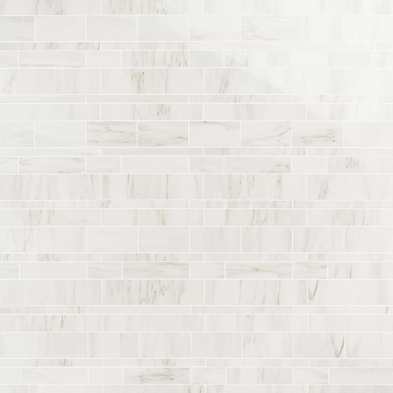 Dreamstone Railroad Porcelain Mosaic, Dolomite Snow Polished