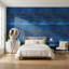 Papier peint bleu, murale décorative rustique en bois
