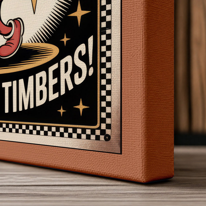 Sizzle Me Timbers Retro - Wrapped Canvas, Terracotta Border, 30x20 - 76.2 x 50.8 cm
