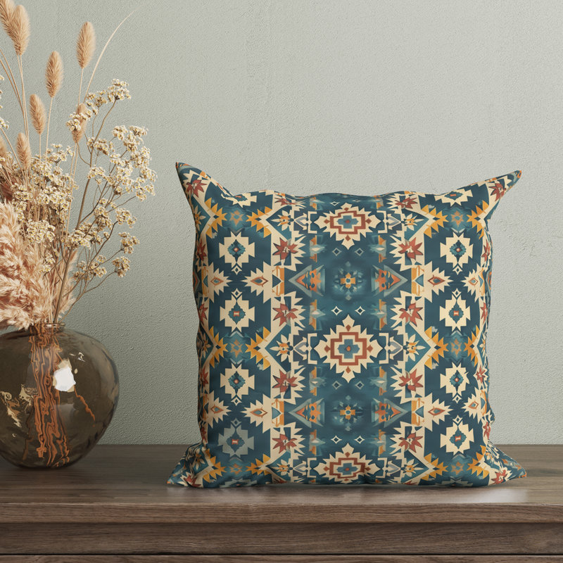 Eastern Elegance Geometric Reversible Pillow Cover, 22"H x 22"W