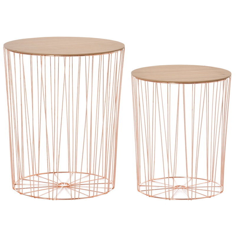 Landose Tray Top Frame Nesting Tables, Rose Gold
