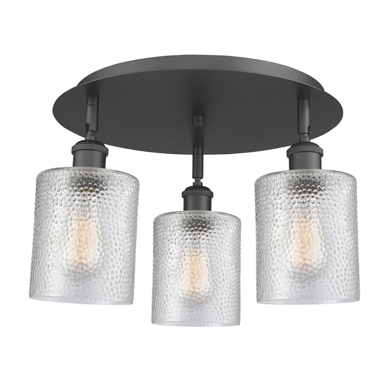 Dublin Glass Semi Flush Mount, Clear, Matte Black
