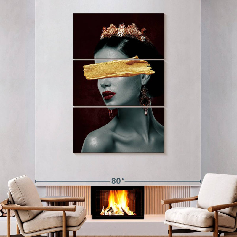Portrait de grand motif de peinture or Leisha, H 74 po x l 48 po