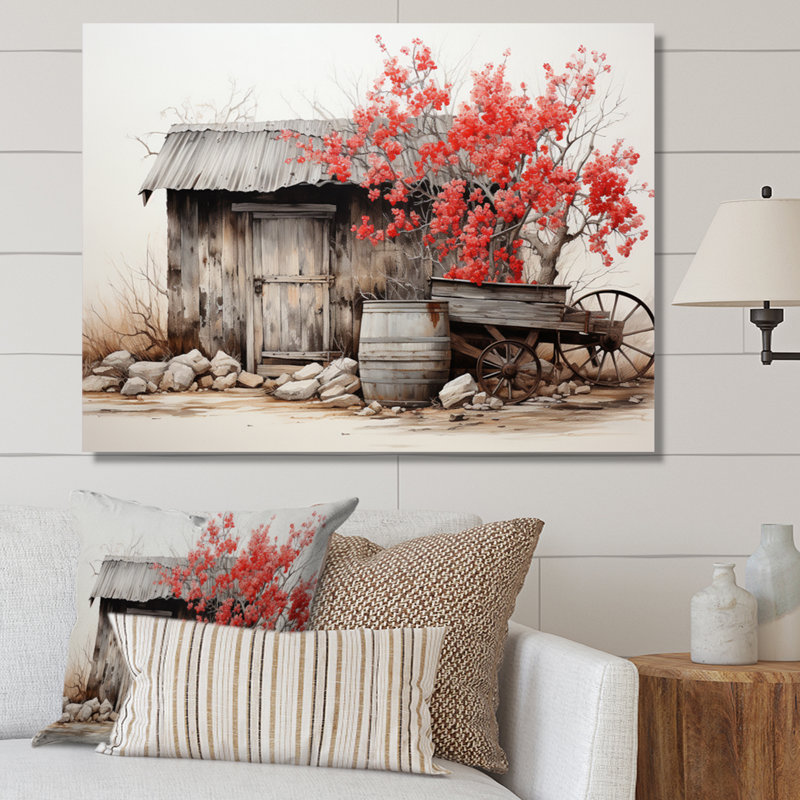 Grange rustique élégance II - art mural grange, H 12 po x l 20 po x P 1 po, Toile tendue