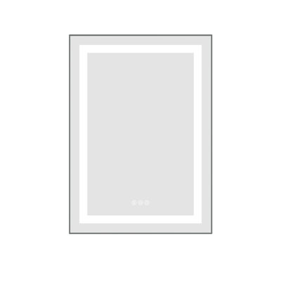 Wall Mounted 24" X 32" Led Bathroom Mirror With Aluminum Frame, Fog, Memory Function, 3 Colors, Stepless Dimmable, Warm, Fog Front Backlight, Ash, Excellent Decoratio
