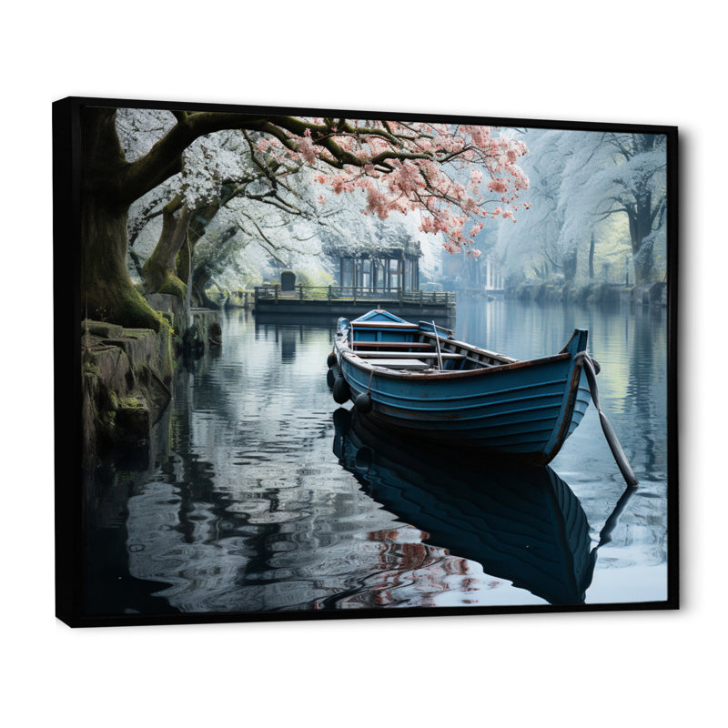 Blia " Germany Canal Tranquillity ", H 24 po x l 32 po x P 1 po, Cadre flottant noir