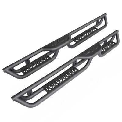 Marchepieds enduits de carbone noir de 6 pouces à 2 marches avec marchepieds et marchepieds en acier compatibles avec les portes Jeep Wrangler JL 4 portes 2018-2025 pour une protection tout-terrain Installation directe par boulon