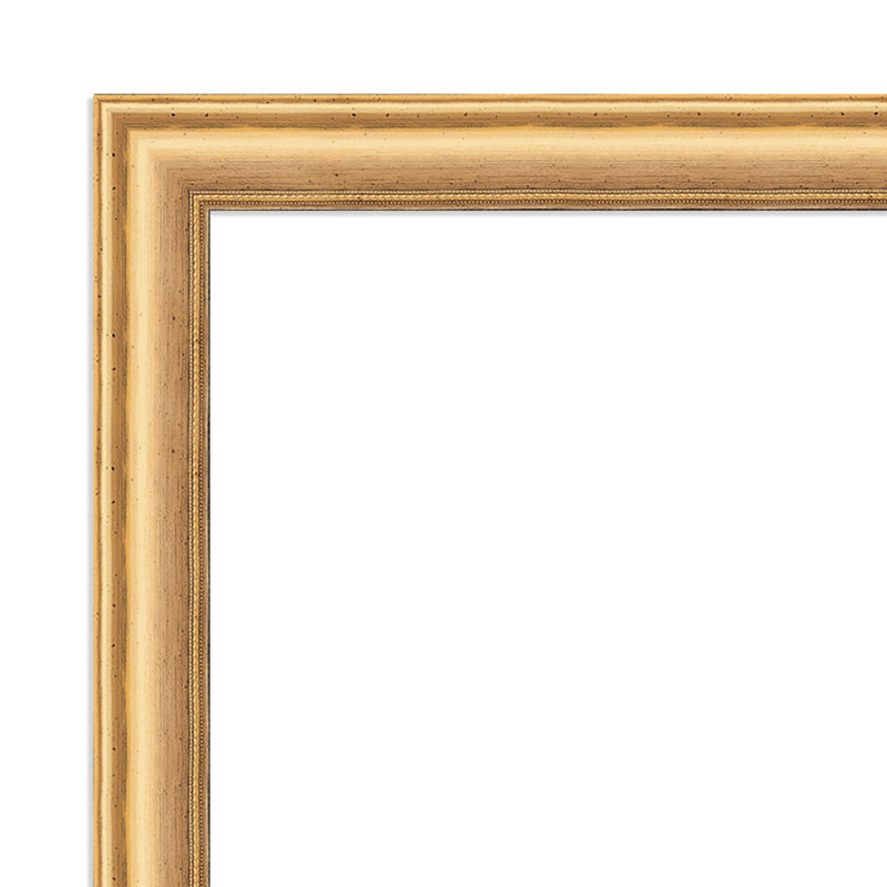Natural Cork Bulletin Board with Gold Plastic Frame, 14" x 32"