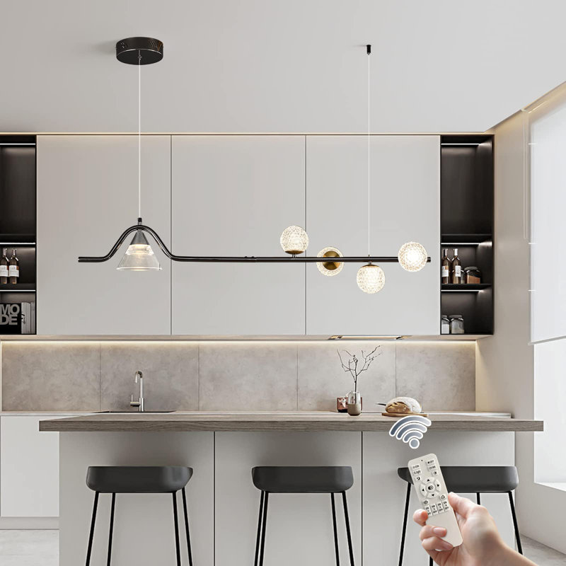 Luminaire suspendu unique à 5 lumières DEL noir