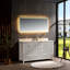 Meuble-lavabo 60 po en chêne massif avec plateau en marbre de culture, 4 portes à fermeture en douceur et 5 tiroirs, lavabo encastré, finition blanche