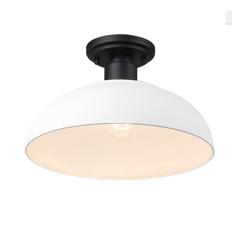 Yep by Golden Lighting Levitt 1-light Outdoor Ceiling in Natural Black and Natural White shade, White
