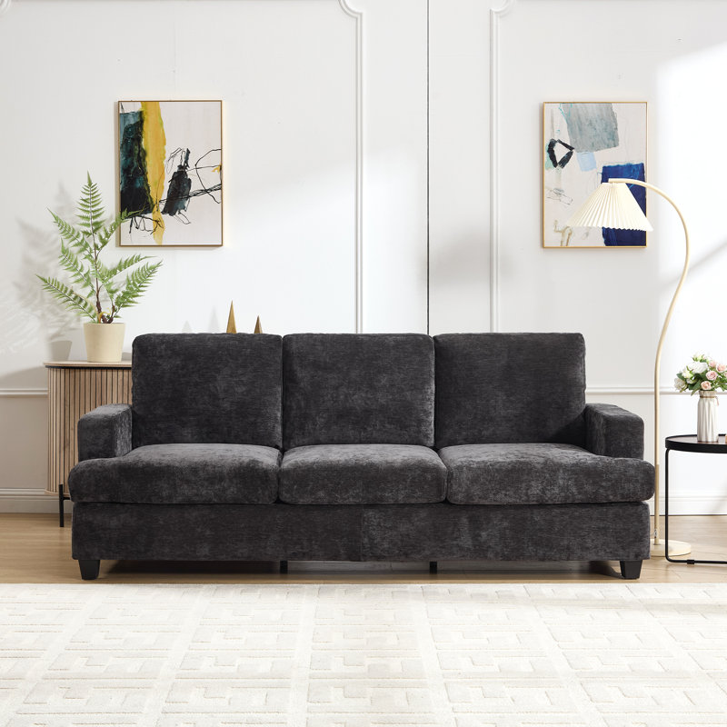 Cozy Chenille Soft Pack Three-Seater Sofa, Dark Gray