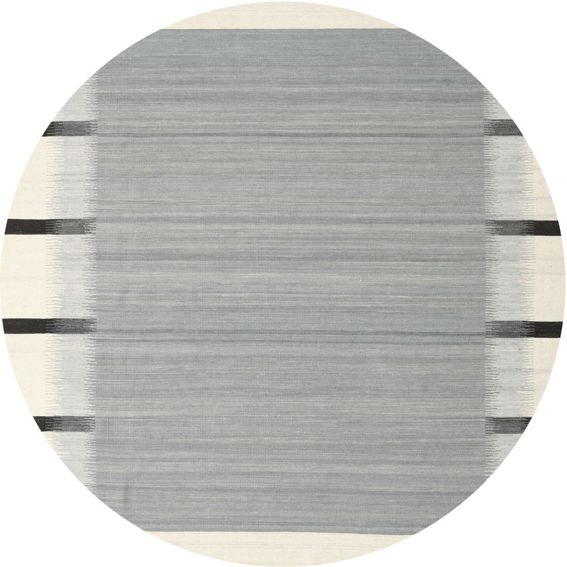 Tapis abstrait beige / noir / gris, Rond 7 pi