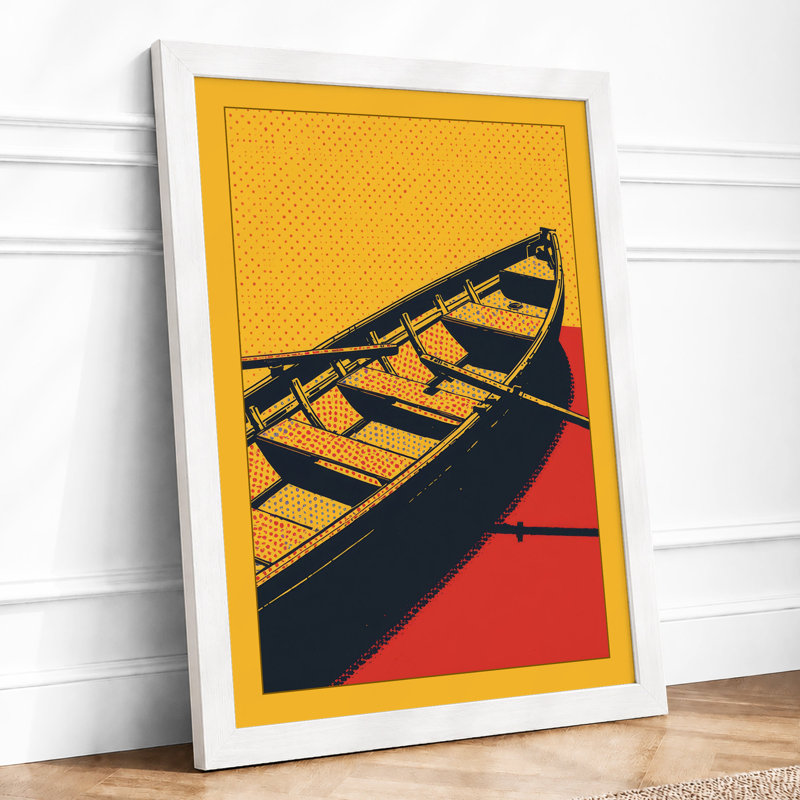 Geometric Rowboat Modern - Print, A4 - 29.7 x 21.0 cm, White