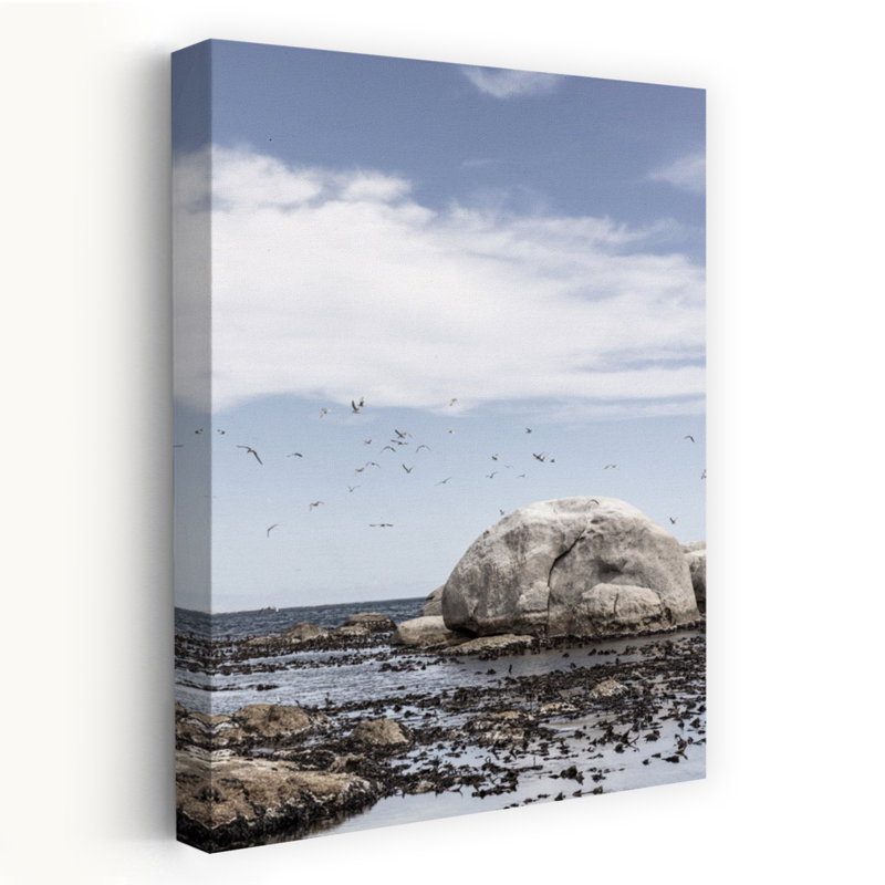 Contemporary Art Serene Tranquil Abstract Seagull Coastal Landscape Art by Shot By Clint - Wrapped Canvas Print