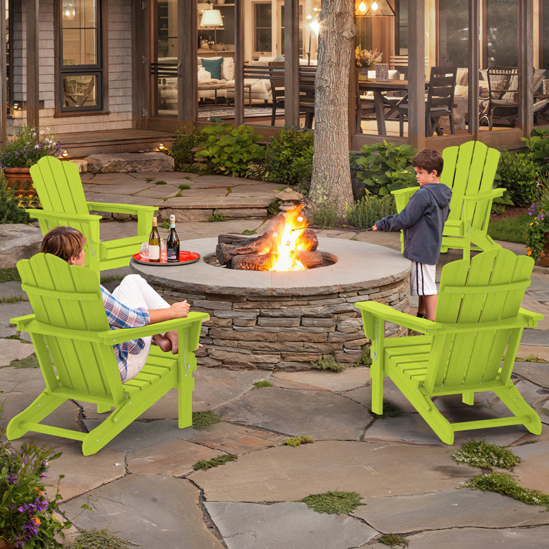 Wolak Foldable Outdoor Adirondack Chair, Apple