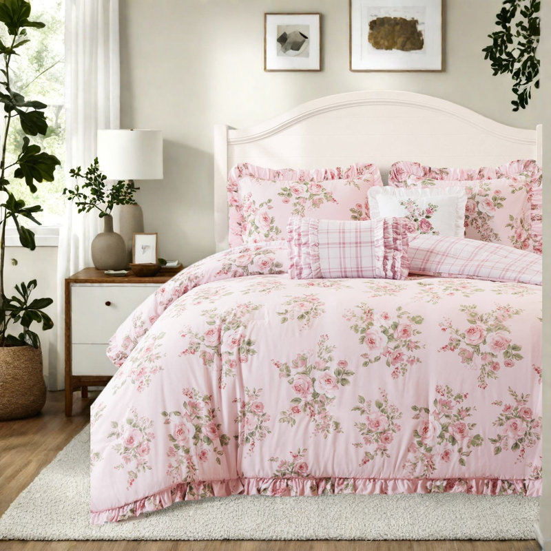 Ensembles de literie à fleurs roses, ensemble de couette en microfibre pour lit simple/simple XL pour la maison