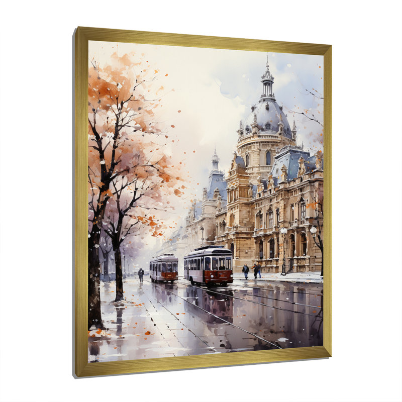 «Paris Boulevard Haussmann Splendor II», reproduction sur toile, H 44 po x l 34 po x P 1,5 po, Cadre photo doré