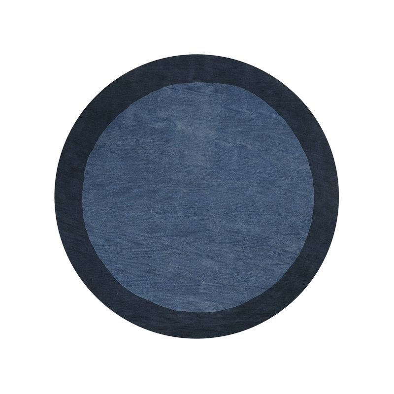 Helena Hand Tufted Wool Eco-Friendly Area Rugs - Round, Blue Color, Contemporary Modern Design, High Pile Thick Handmade Anti Skid Area Rugs for Living Room, Bed Room