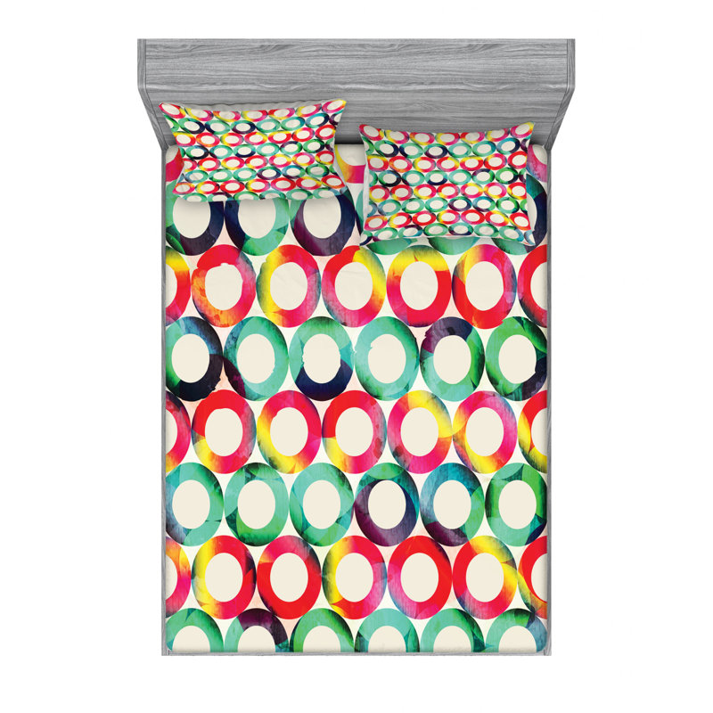 Microfiber Geometric Sheet Set, Queen Sheet Set with Fitted Sheet