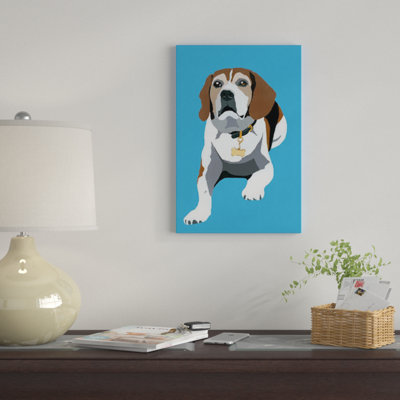 « beagle on blue » par julie ahmad, impression sur toile tendue