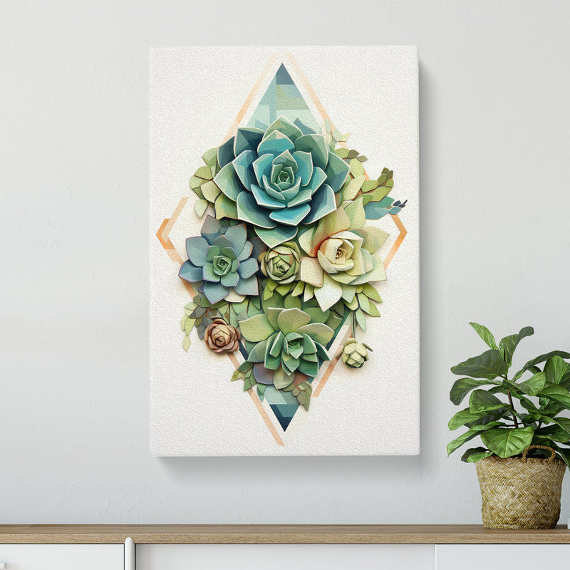 Succulent Geometric - No Frame Print, 50cm H x 35cm W x 3cm D