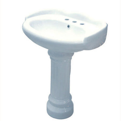 Ceramic 22" Pedestal Bathroom Sink with Overflow