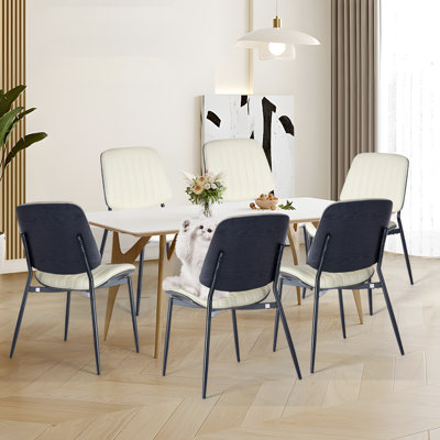 Chaise Mid-Century moderne en similicuir rétro, ensemble de 6