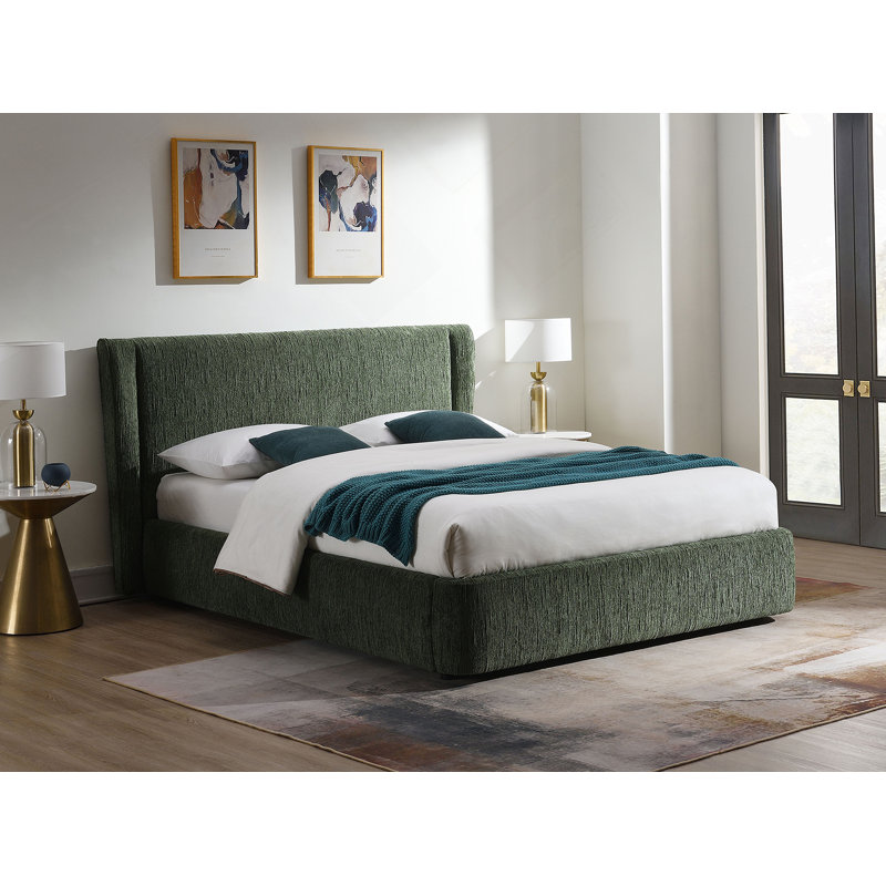 Lit double en chenille vert foncé Cheryl, Double
