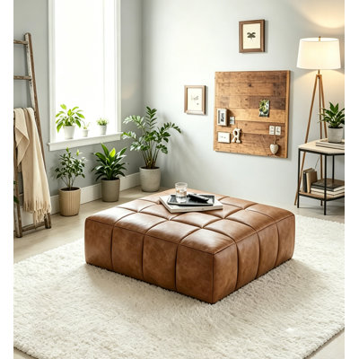 Square Upholstered Ottoman For Living Room