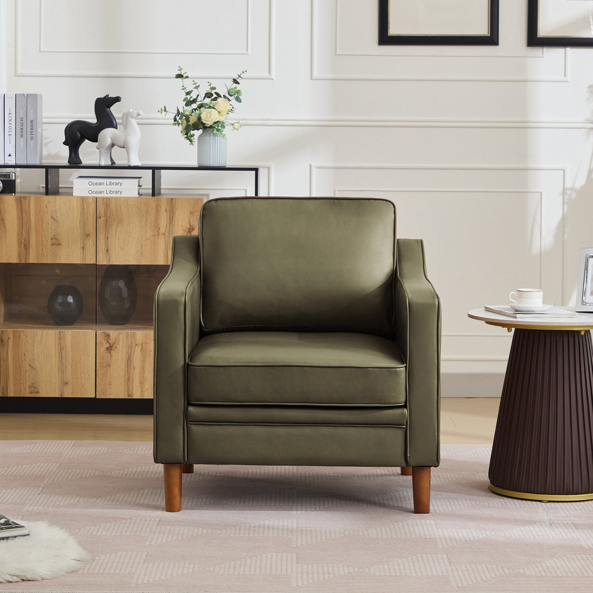 Condition photo showing New/Like New for Ebern Designs Azriah 32" W Modern Soft Faux Leather Chair 