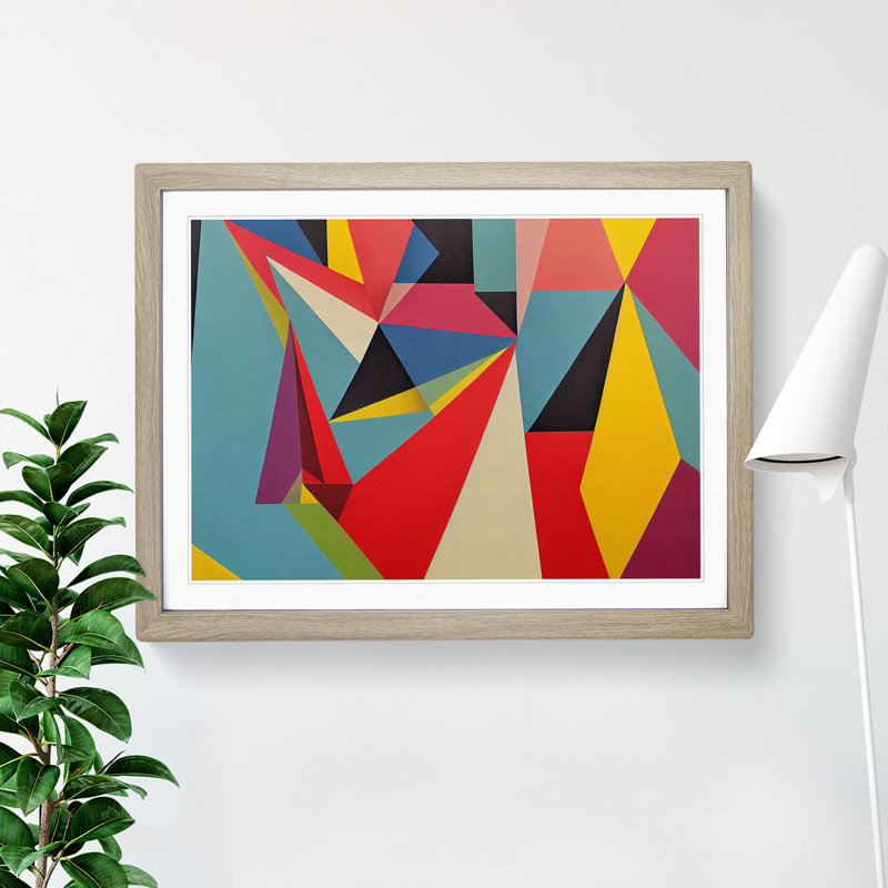 XH1022-8681X Suprematism Art Abstract Vol.5 - Single Picture Frame Painting, 46cm H x 64cm W x 2cm D, Oak