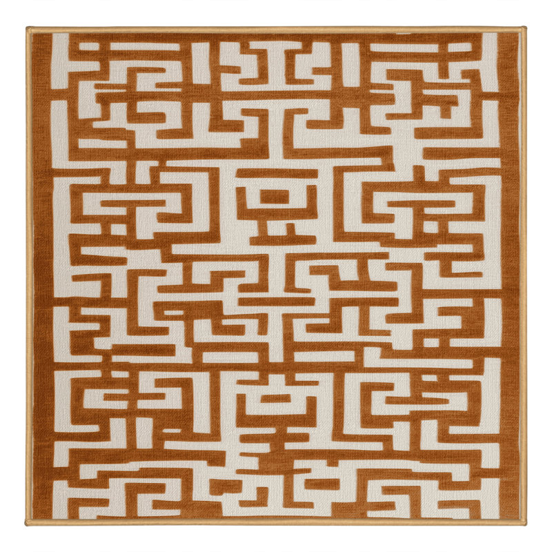 Tapis brun treillis lavable à la machine, Carré 8 pi
