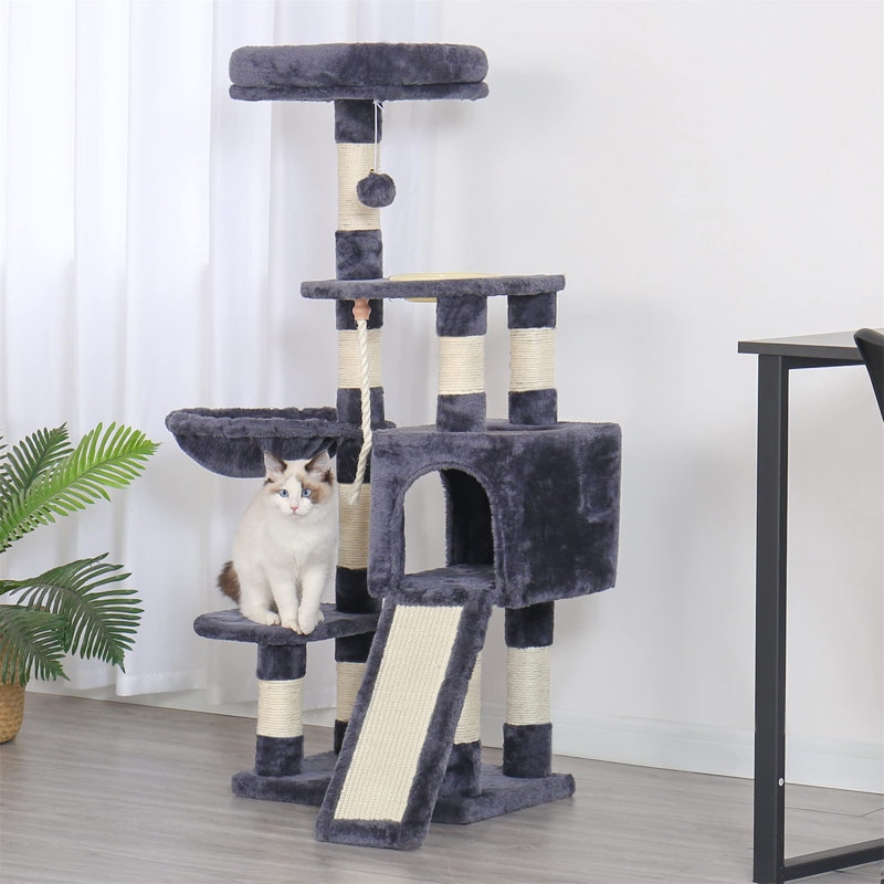 Arbre à chat Evalena, H 8,66 po x l 16,54 po x L 18,5 po, Gris foncé
