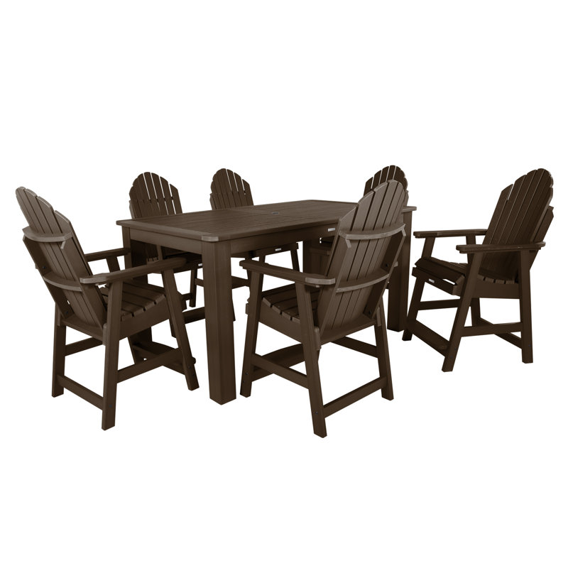 Ensemble repas 7 pièces Macias, Gland de chêne vieilli, H 36 po x l 42 po x L 72 po 